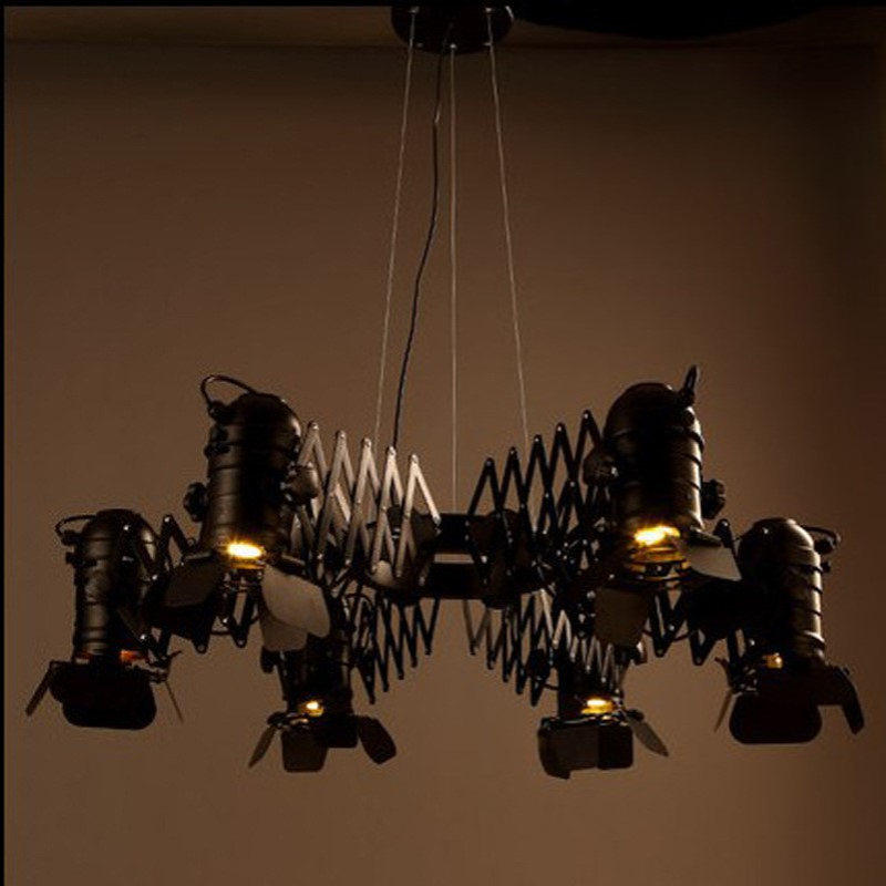 LOFT美式复古个性探头LED轨道灯吧台咖啡餐厅服装店伸缩铁艺吊灯