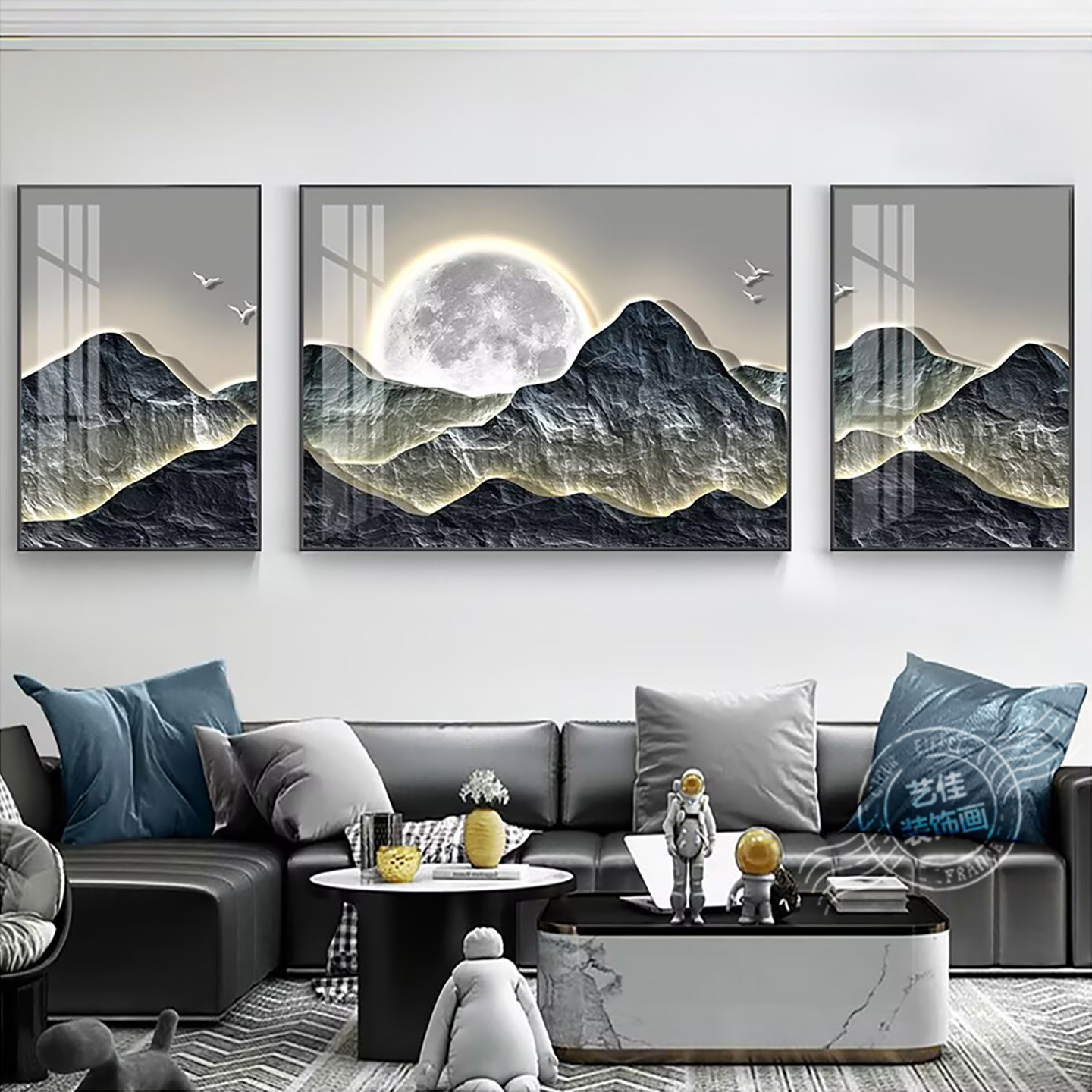 现代客厅装饰画高级感简约沙发背现代装饰画