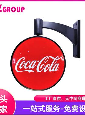 墙双面圆形吸塑灯箱外门头防侧招悬挂式全自水75408动l户ed广告牌