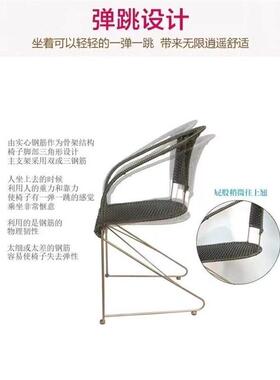 钢筋藤椅椅阳台扶手老椅办公椅室内休闲靠外背凳77817子人户家用