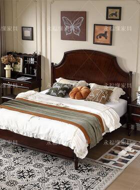 美奢式复古实木床26953法式中古风轻奢床1米双人2床025新款轻主卧