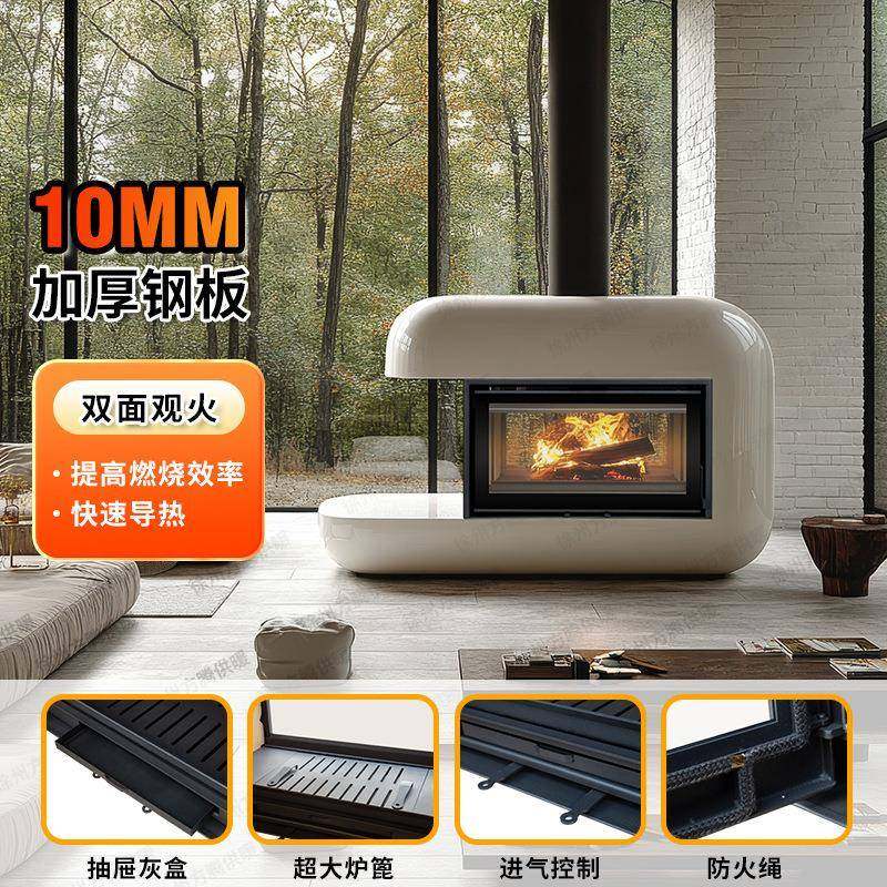 壁炉炉真火木柴取暖壁铸38516铁燃柴火炉民别宿墅室内可木做饭真