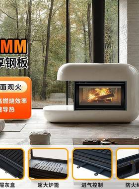 壁炉炉真火木柴取暖壁铸38516铁燃柴火炉民别宿墅室内可木做饭真
