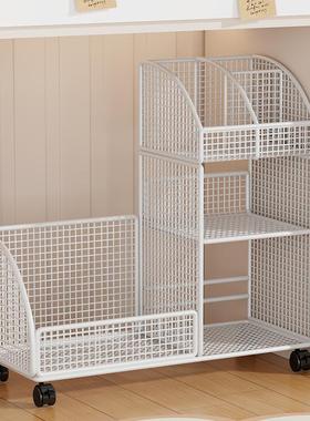 纳边推书本置物架带轮书桌旁可移动书车柜桌下收公80650办桌小书