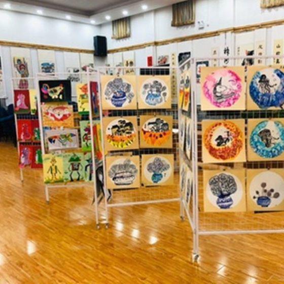 NZO折叠网格展示幼架儿园作品画展画学校室书法展览户动外移展示