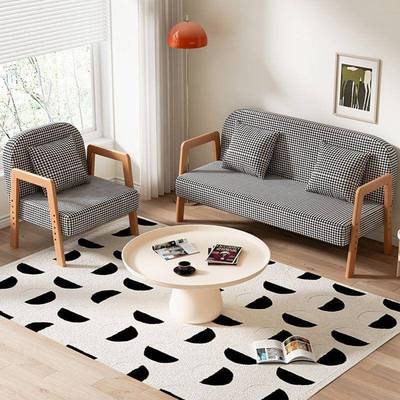 实木沙发单人小户型民客厅服装店双日厂家直供式儿童布艺宿沙发出