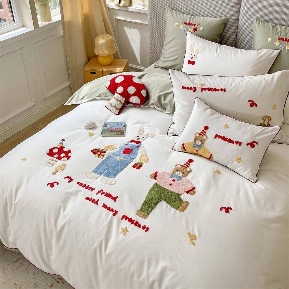 绒棉PCW长件套四可爱卡通毛巾刺绣套纯棉被床高端儿童床上用品