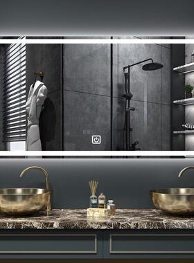 智屏能镜触摸led感发形光镜方除雾镜浴室镜子应PYZ贴墙自粘