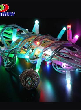 RGB闪烁串220LED灯星星灯LED灯彩灯串10米1DDD00V灯七灯彩变色加
