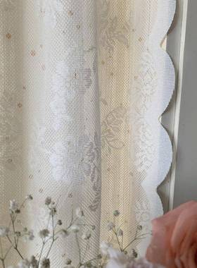 法式层双免20636打孔式粘贴式透光不透人韩田园碎花雏菊蕾丝窗帘