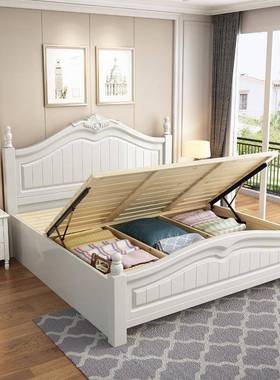 实木床双人物床1.5米XIB现代约美式床储主卧室欧简式田园白色公主