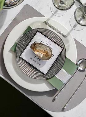 现代样板房间餐具绿色展厅桌摆盘台餐具套装餐软装轻奢餐SRJ西餐