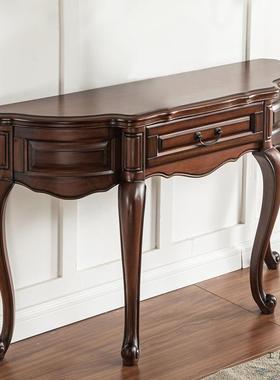 美式全实木玄关桌圆玄关墙台欧厅式沙发背68376几门玄关柜复古半