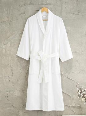 酒店宾馆纯棉白色割袍绒袍柔软吸水毛巾料睡72073宿民温泉男浴女