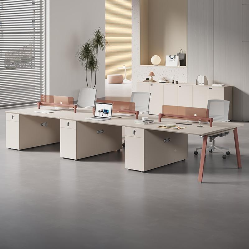 YEB位办公桌椅组合简约现代员工桌2/4人工职员6座办公桌办公卡家