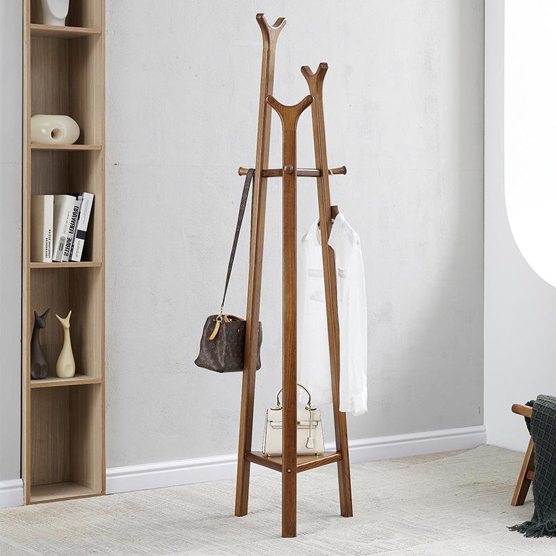 实木落收服CJG804-1纳衣帽架新中厅式置物挂衣地架网红白蜡木客衣