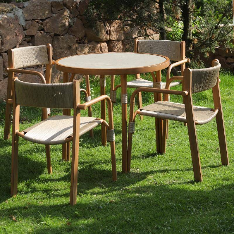 藤户外桌椅闲庭院看喝茶休CDA椅新中式书一桌二椅组合网红花园编