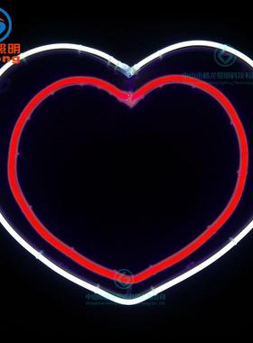 LED霓灯虹2D双爱心型造灯情人节浪漫XTW彩灯场表白景布置装饰氛围