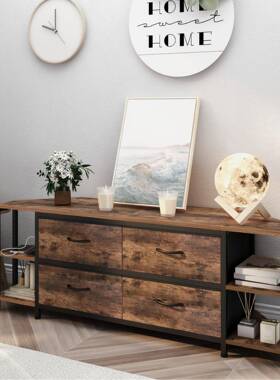 黑色转角电视柜带抽屉带充电金属框架客厅电视架4开放储物格收纳