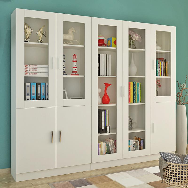 组合书书架落地纳简柜约现代置物GZJ架可带玻璃门文件资料柜收锁