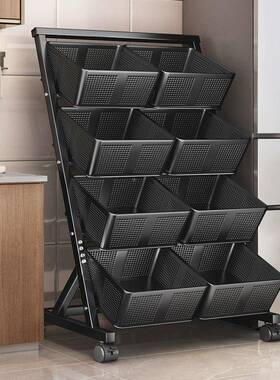 大网量用篮19728推车落地多层置物架可移动容收纳篮家菜篮子带轮