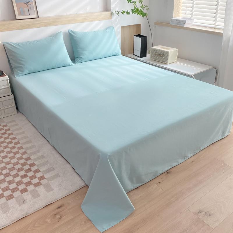 单全棉纯棉磨毛舍素色简约纯床学色YAS生宿床单单件四季家用双人
