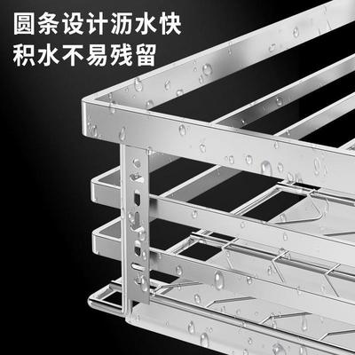 加深不锈钢厨房抽屉双层阻尼调料拉篮橱柜内置物收纳碗碟架蓝