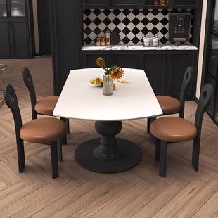 法变式 复古可伸缩岩板旋转餐桌可圆方桌圆黑两BOP用折叠色实木小