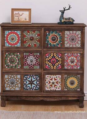 复美式实木古储物柜柜抽屉式收纳柜客厅DFK多层置物柜卧室柜斗阳