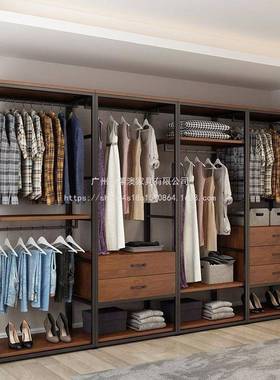 莱澳步入式衣帽用间挂衣地架钢木衣架现代68931简卧室多功能约落