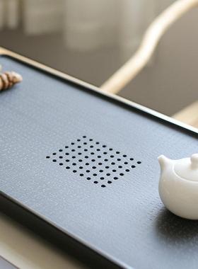 整块乌金石盘水石头小茶海50391茶台茶家用储水抽屉式号排茶具