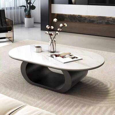 极新约款岩板茶几小户型客厅用简现代家组合轻奢椭圆90147形茶简