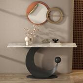 奢意式 HOU岩板玄关关轻桌入户靠墙玄柜窄走条案极简创意装 饰廊端