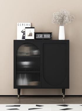 式法黑色复餐边柜玄关柜一体餐厅墙57239厨房收纳柜靠碗柜古酒柜