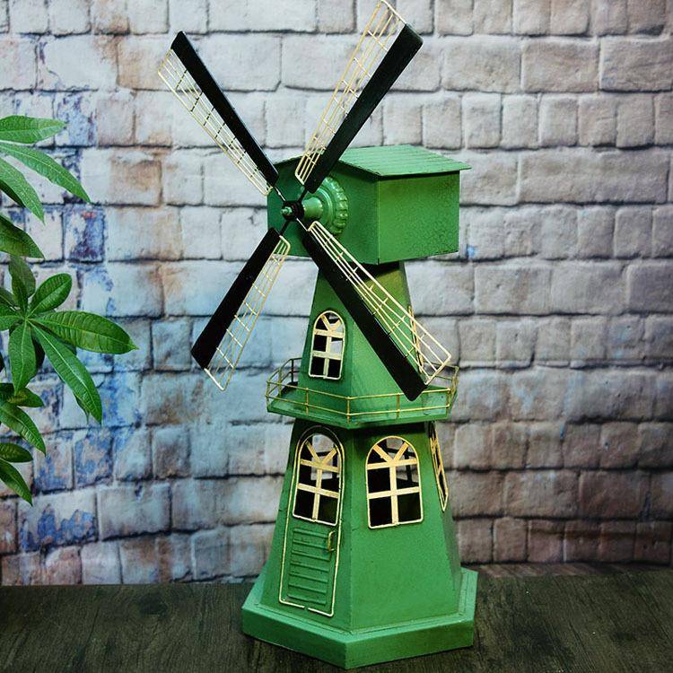 复古道铁艺家摆居软装摆设大型荷兰模风车型摄影具橱STN窗陈列件