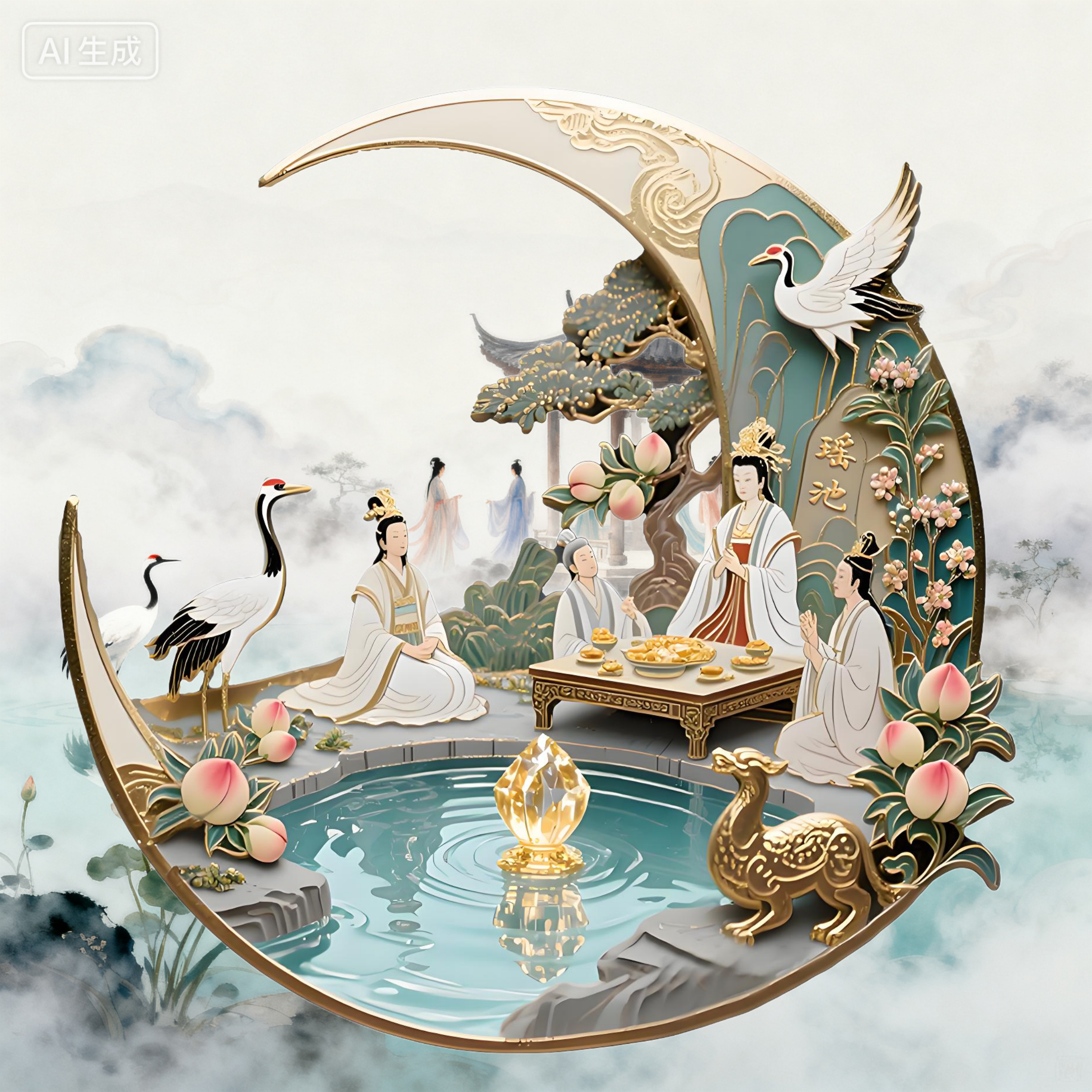 瑶池神话系列神仙天宫装饰冰箱贴