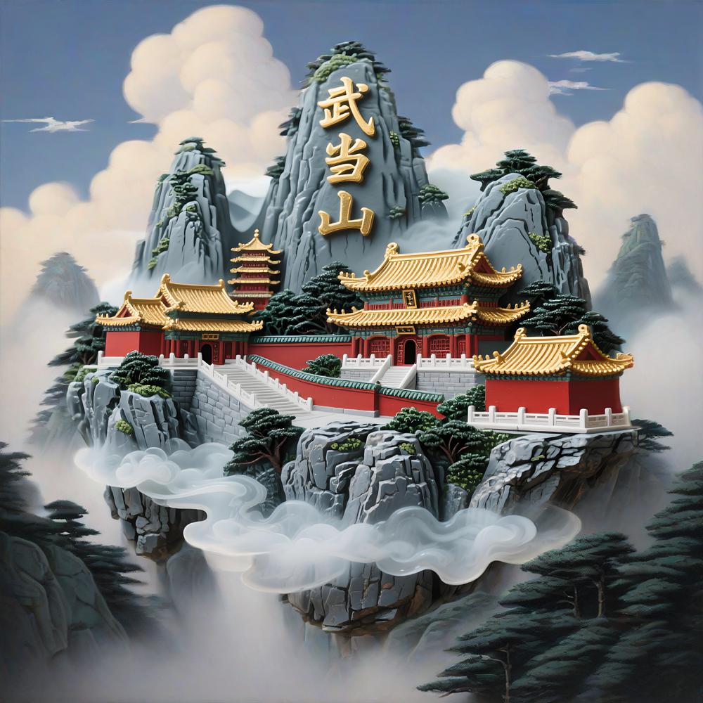 武当山创意金属冰箱贴