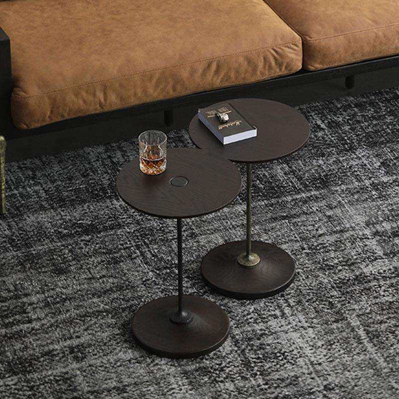 现代简约实木茶几铁艺置物桌子客厅圆形边几休闲角几卧室床头边桌