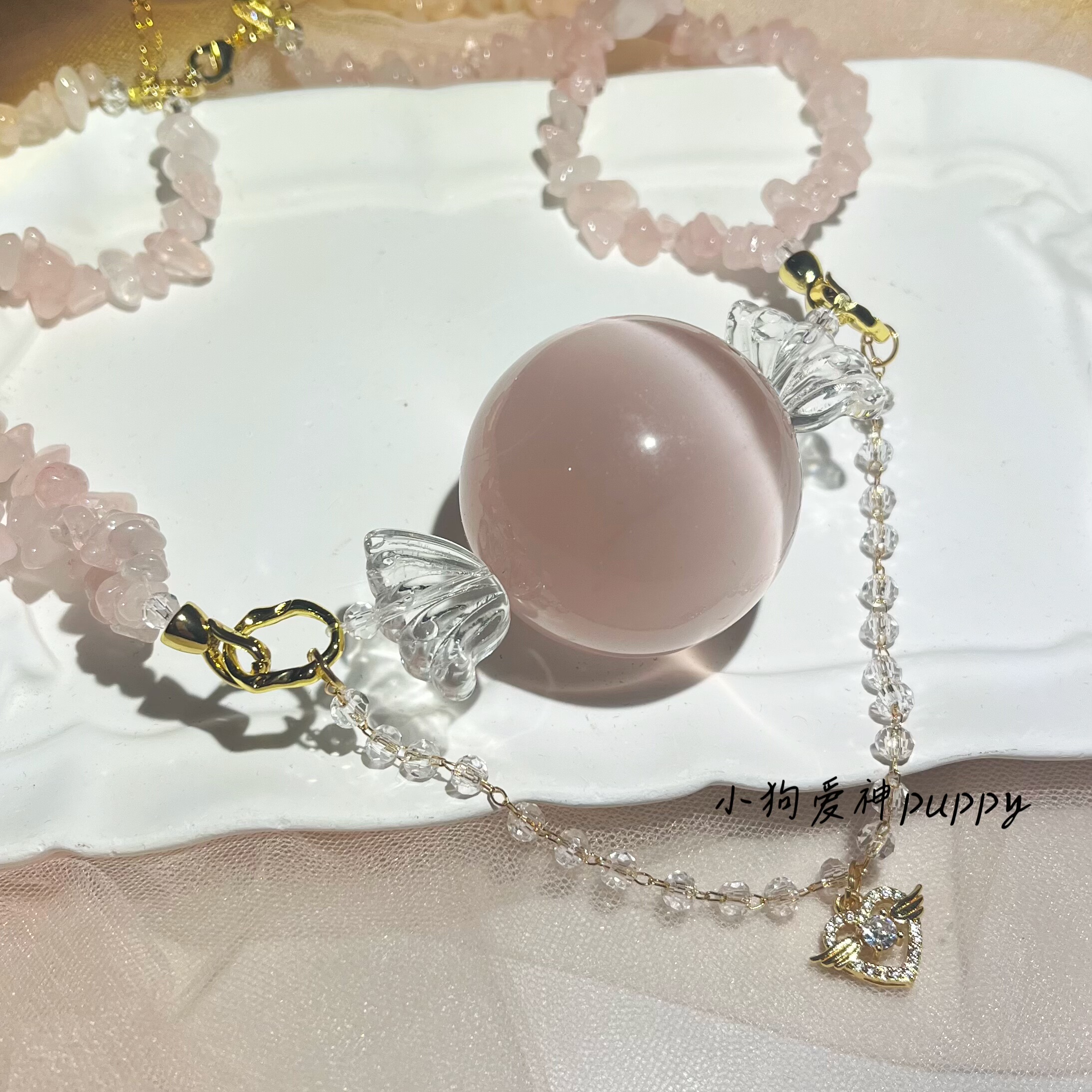 小翅膀口球项链饰品SM水晶球项圈猫眼项圈颈饰小众原创设计