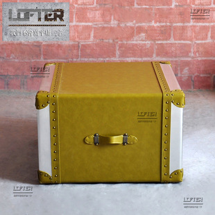 美式乡村皮艺方形个性茶几LOFT工业风航空金属铝皮铆钉咖啡茶几