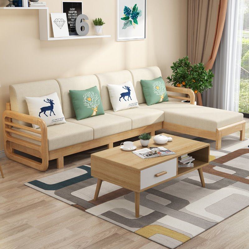 北欧实木沙发日式123组合贵妃转角客厅家具小户型现代简约沙发床