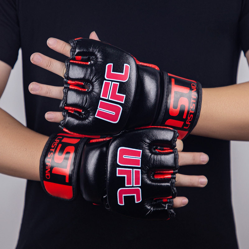 拳击手套散打泰拳成人半指拳套mma格斗ufc拳套男女成人打沙袋超纤