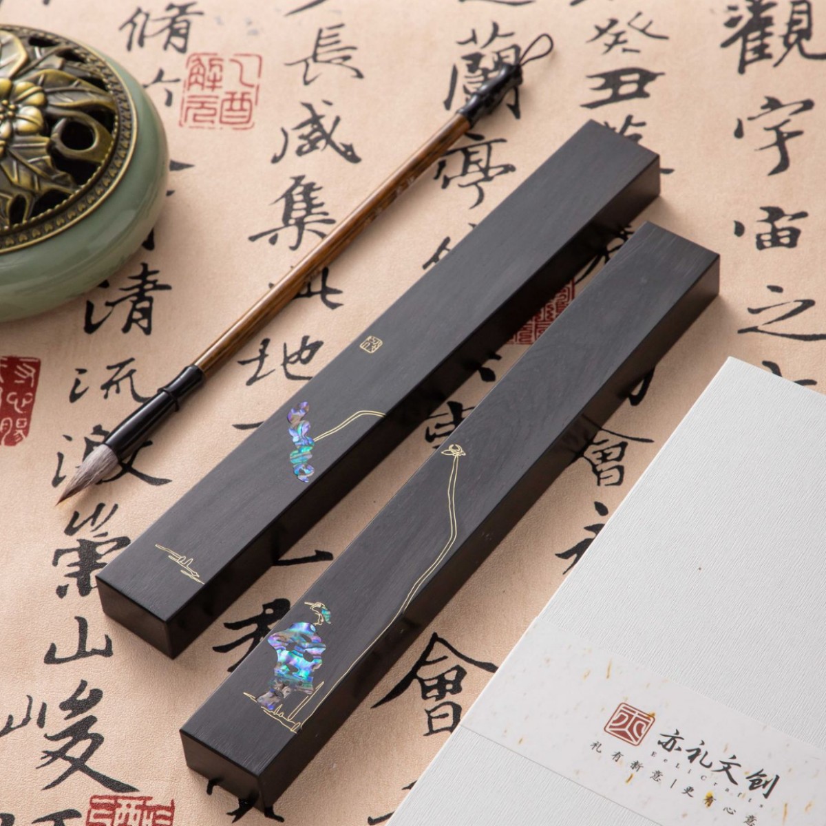 初夏镇纸力荐黑檀木镇纸学生一对时尚简约颜值高黑木文房四宝批发