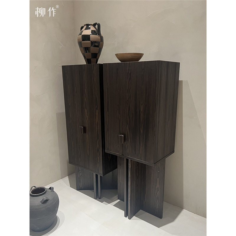 柳作新中式实木茶室收纳柜