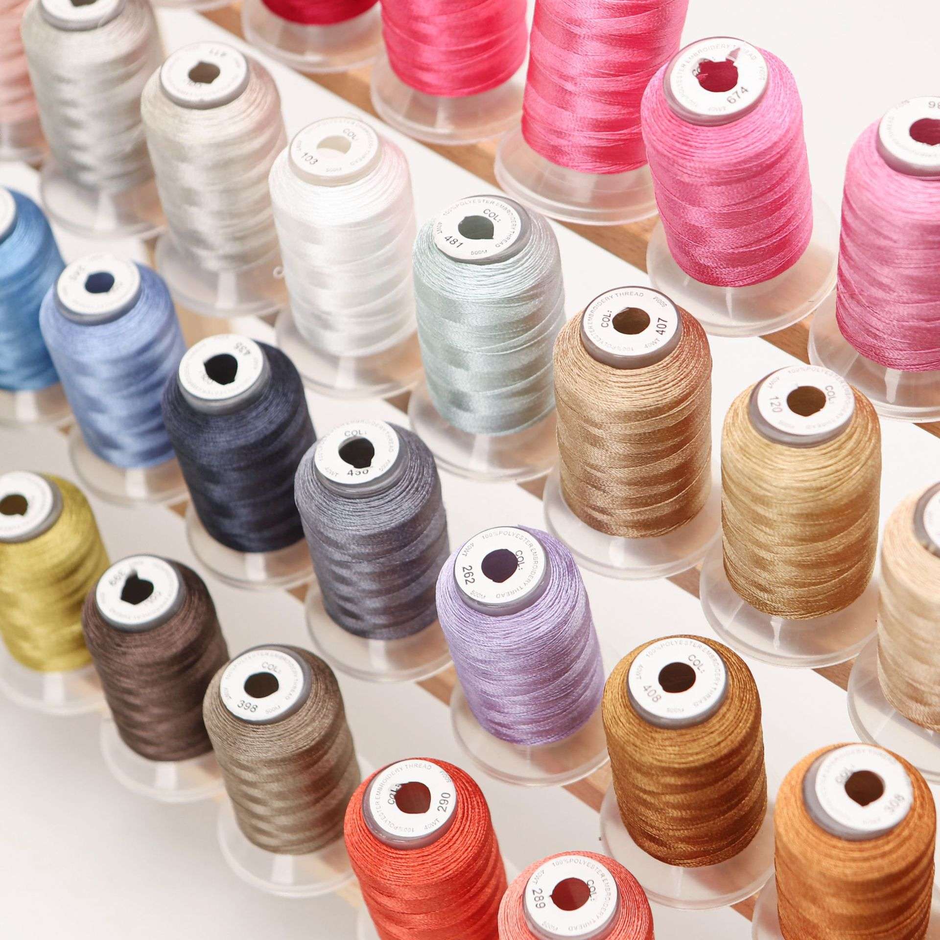 40色真正120D/2涤纶绣花线500米套装 40WT家用电脑绣花机专用绣线