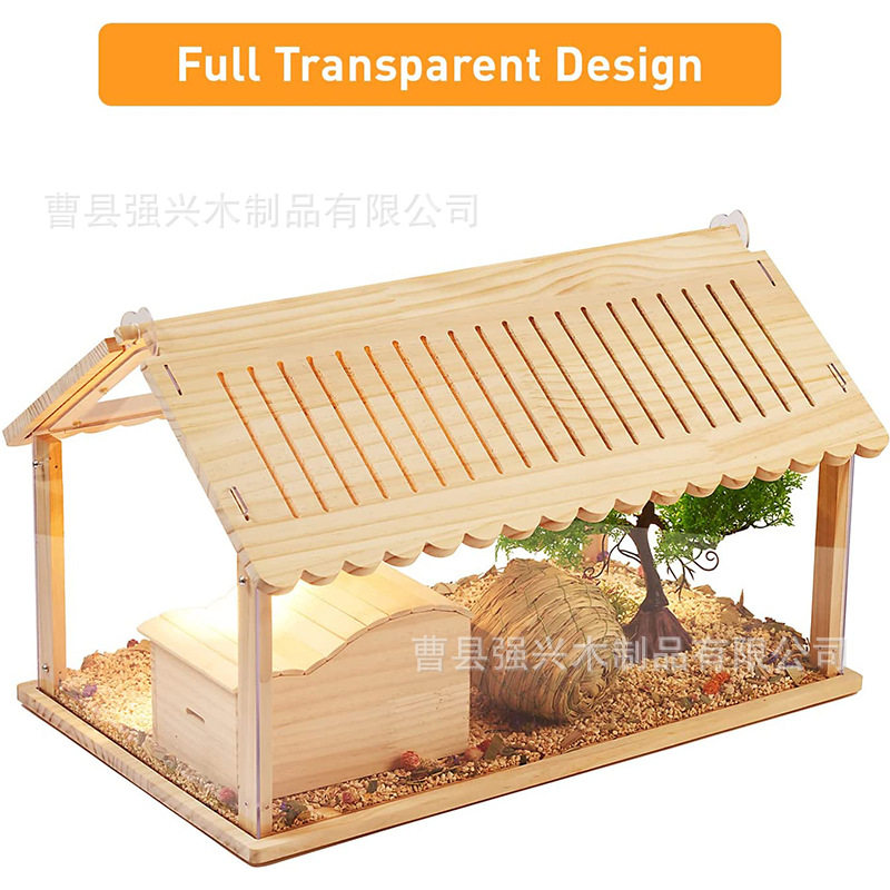 木制仓鼠造景笼亚克力透明式仓鼠笼简易木制仓鼠笼厂家直供