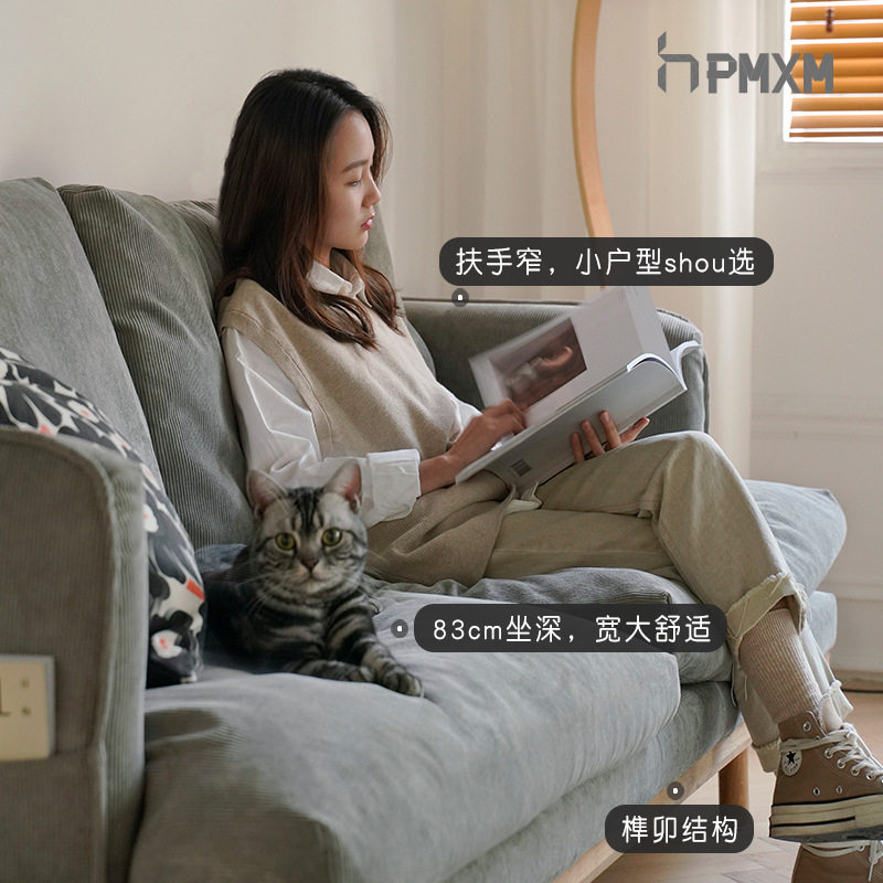北欧布艺三人沙发可拆洗小户型