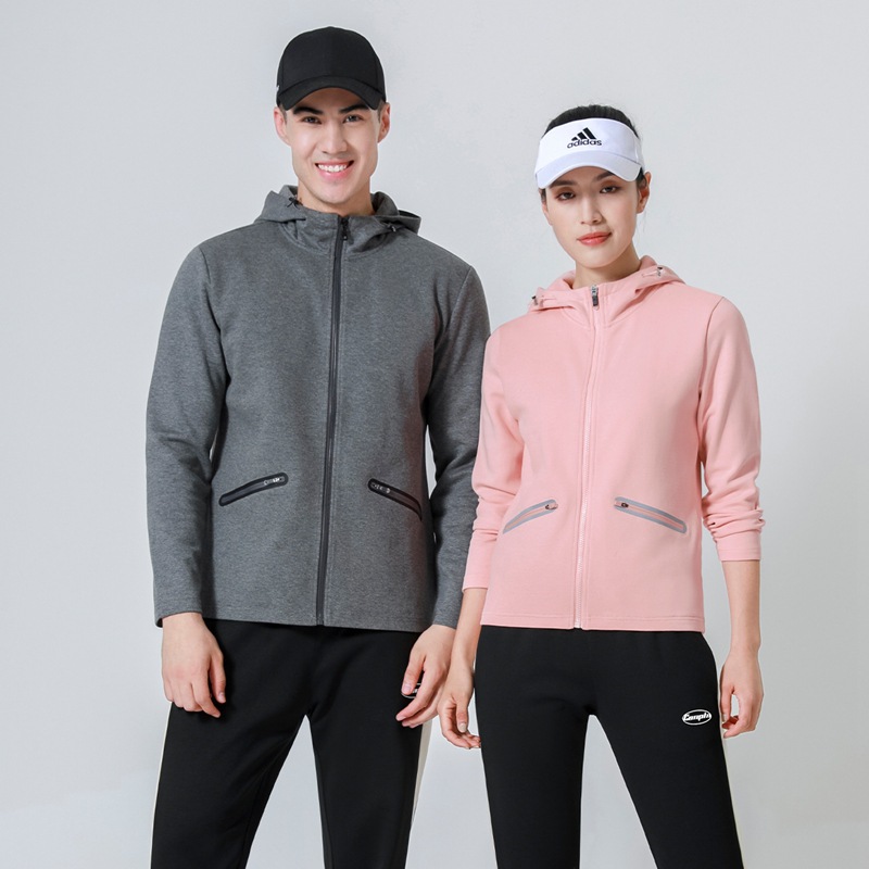 日本品质春秋运动休闲情侣外套连帽卫衣开衫男女跑步训练运动单衣