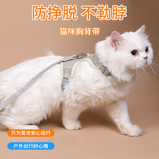 中小型犬防挣脱溜狗绳批发 跨境新款 宠物胸背带 背心式 猫猫牵引绳