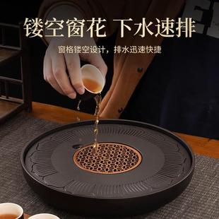 轻奢托盘长方形茶盘家用放茶杯水壶创意收纳沥水功夫茶具盘托 欧式